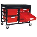 Storwerks StorBenchSeat w/Cushioned Seat and 6 Storsystem Trays and Bins-Red CE2109DGGC-4S2DPR